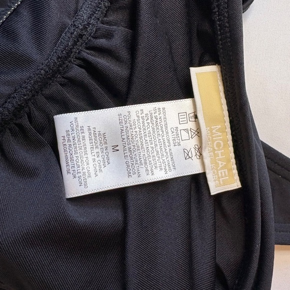 MICHAEL Michael Kors Womens Gold Tone Logo-Ring Black Halter‎ Bikini Top M - Picture 6 of 7